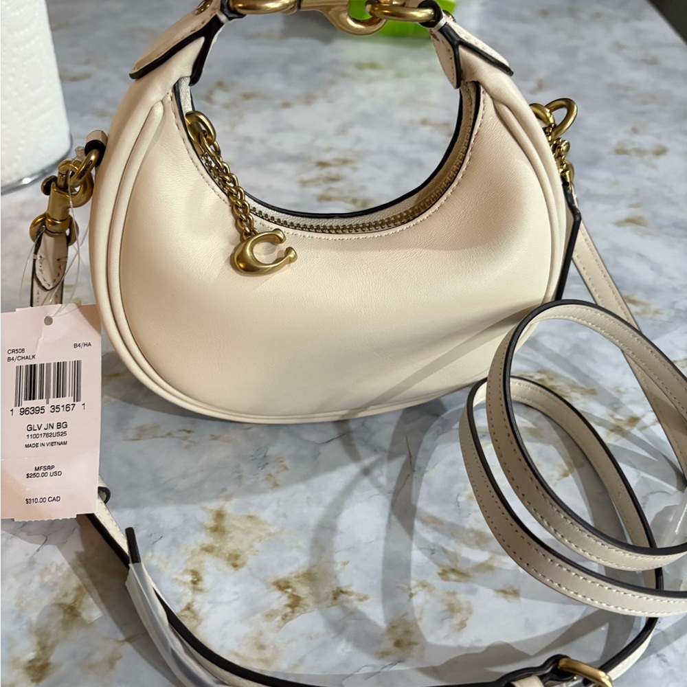 Coach Cream Mini Bag with Gold Accents